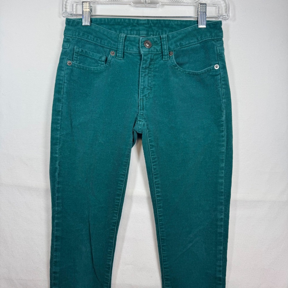 Patagonia Women Sz‎ 24 Teal Green Corduroy Organic Cotton Slim Pants 55055 FA15